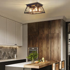 FadimiKoo 4-Light Black Flush Mount Ceiling Light for Kitchen Hallway, Industrial Close to Ceiling Lighting, Farmhouse Square Cage Ceiling Lamp for Dining Room, Living Room, Bulb Not Included - Grand Goldman