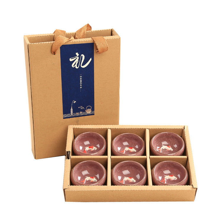Family Ice Cracked Fish Cup Kung Fu Tea Set - Grand Goldman