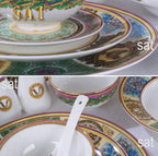 Family Tableware Set Western Food Plate Bowl Coffee Set Hot Sale of European Color Bone China Dinnerware Sets CLASSIC Giveaways - Grand Goldman