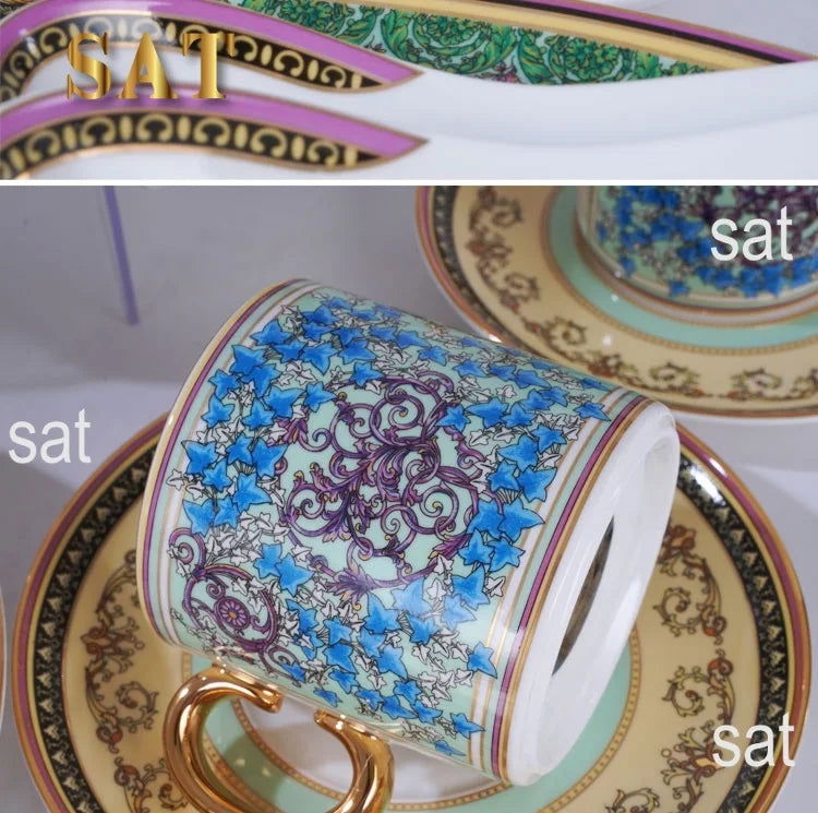 Family Tableware Set Western Food Plate Bowl Coffee Set Hot Sale of European Color Bone China Dinnerware Sets CLASSIC Giveaways - Grand Goldman