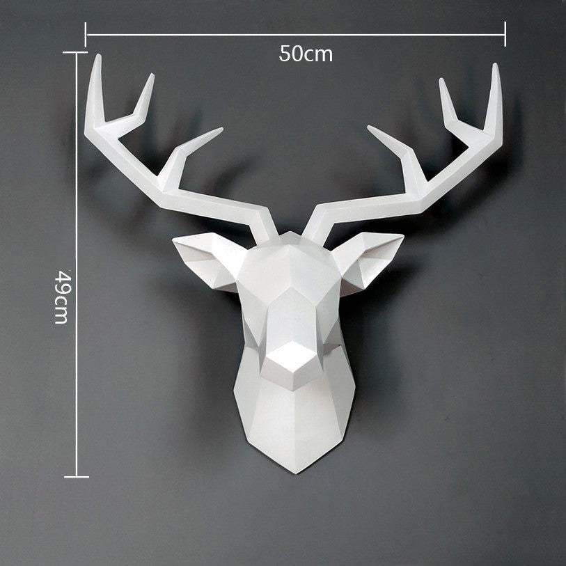 Family statue decoration accessories 34x28x14cm vintage antelope head sculpture abstract room wall decoration resin deer head statue - Grand Goldman