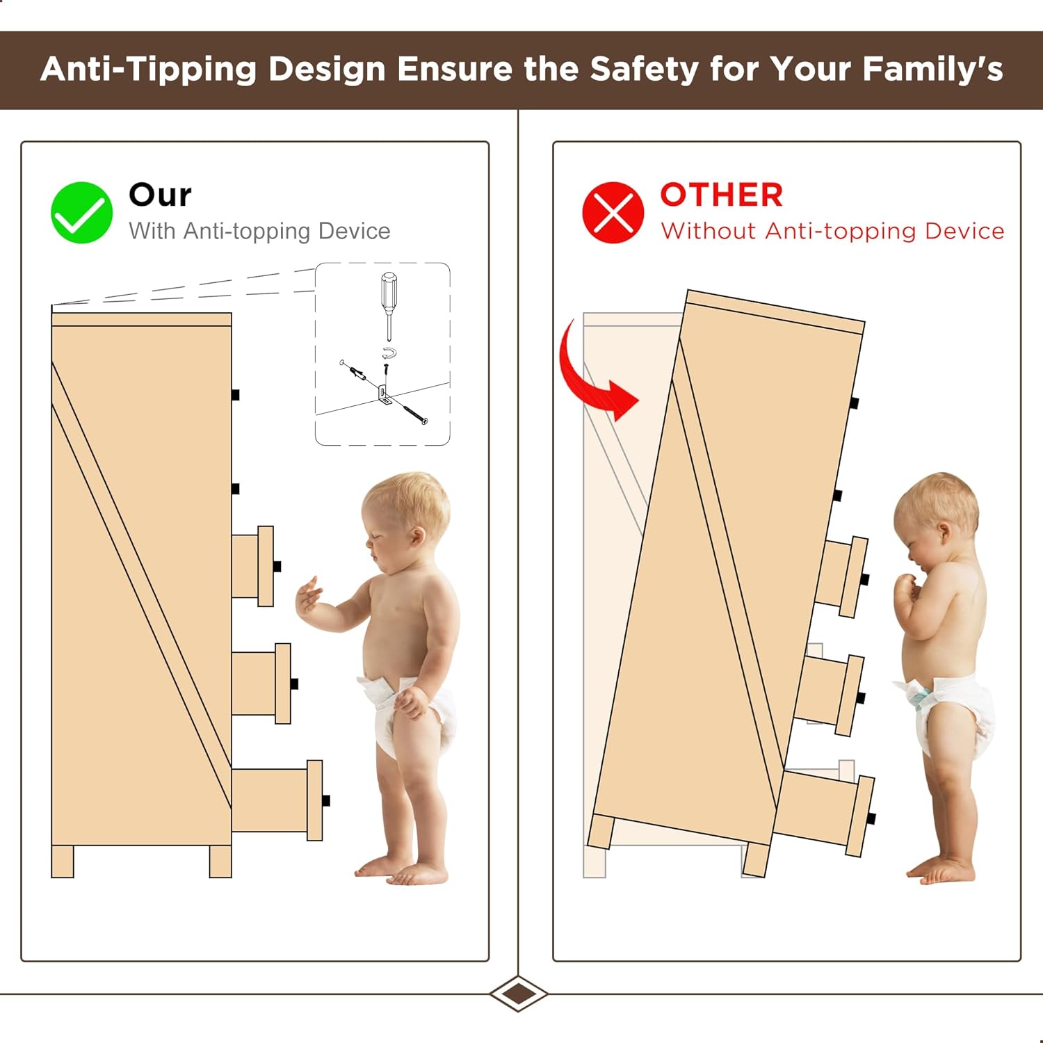Farmhouse 8 Drawers Dresser Chests for Bedroom,52" Wide Wood Rustic Chest of Drawers with Metal Handle,Natural Texture,Drawer Organizer for Bedroom,Living Room,Hallway and Entryway,White - Grand Goldman