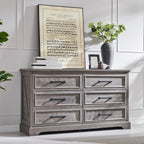 Farmhouse 9 Drawer Dresser for Bedroom, 36 Inch Tall Modern Dresser TV Stand with Large Drawers & Bar Handles, Rustic Wood Chest of Drawers for Bedroom, Living Room, Hallway, Off White - Grand Goldman
