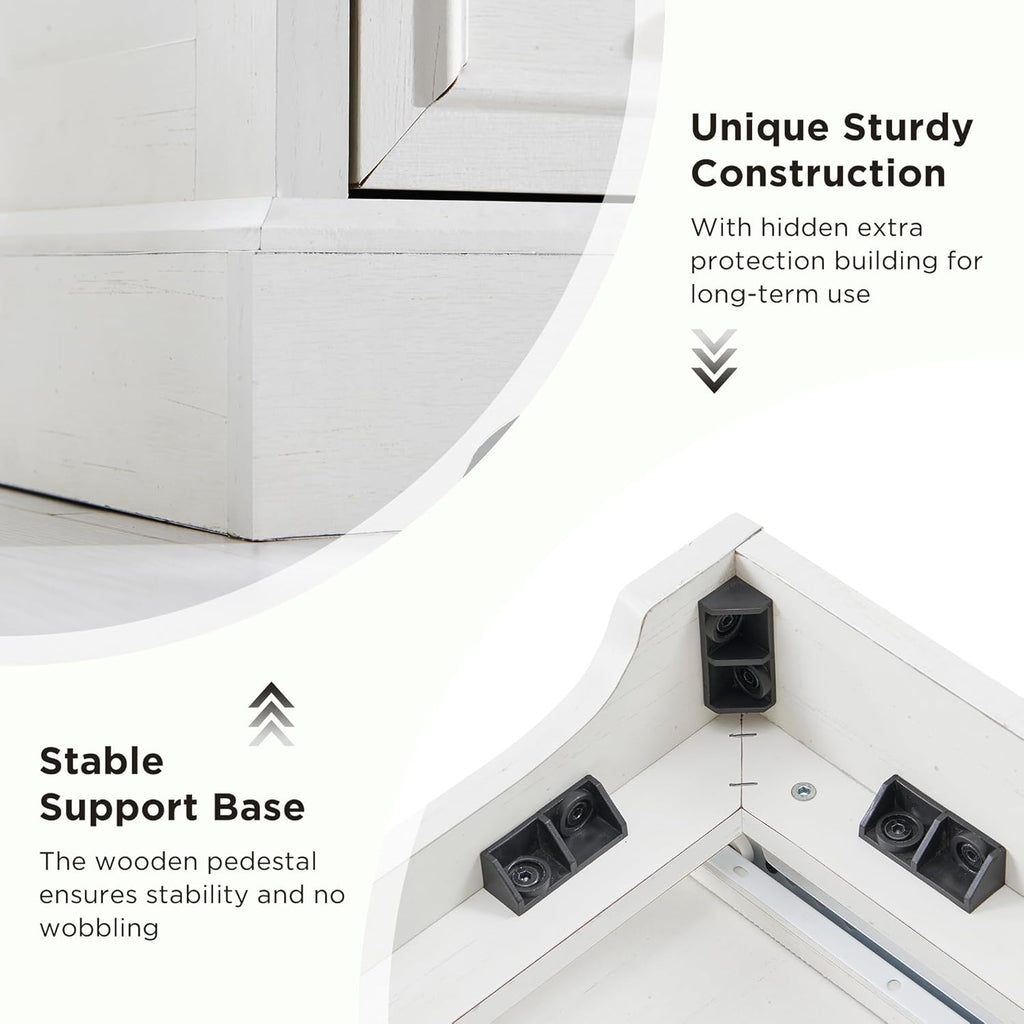 Farmhouse 9 Drawer Dresser for Bedroom, 36 Inch Tall Modern Dresser TV Stand with Large Drawers & Bar Handles, Rustic Wood Chest of Drawers for Bedroom, Living Room, Hallway, Off White - Grand Goldman