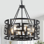 Farmhouse Chandeliers Dining Room Light Fixtures Rustic Industrial 6-Light Black Farmhouse Pendant Light for Kitchen Island Foyer Entryway Living Room - Grand Goldman