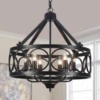 Farmhouse Chandeliers Dining Room Light Fixtures Rustic Industrial 6-Light Black Farmhouse Pendant Light for Kitchen Island Foyer Entryway Living Room - Grand Goldman
