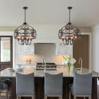 Farmhouse Chandeliers Dining Room Light Fixtures Rustic Industrial 6-Light Black Farmhouse Pendant Light for Kitchen Island Foyer Entryway Living Room - Grand Goldman