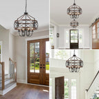Farmhouse Chandeliers Dining Room Light Fixtures Rustic Industrial 6-Light Black Farmhouse Pendant Light for Kitchen Island Foyer Entryway Living Room - Grand Goldman