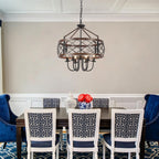 Farmhouse Chandeliers Dining Room Light Fixtures Rustic Industrial 6-Light Black Farmhouse Pendant Light for Kitchen Island Foyer Entryway Living Room - Grand Goldman