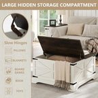 Farmhouse Lift Top Coffee Table, Square Wood Center Table with Large Hidden Storage Compartment for Living Room, Rustic Cocktail White Modern Table with Hinged Lift Top, Brown Top - Grand Goldman