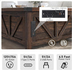 Farmhouse Lift Top Coffee Table with Storage, Wood Square Center Table with Charging Station&USB Ports, Living Room Central Table w/Large Hidden Space, for Living Room, Bedroom, Home Office - Grand Goldman
