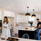 Farmhouse Pendant Lighting for Kitchen Island,Black and Gold Dome Pendant Light Fixtures, Industrial Hanging Ceiling Light for Dining Room Foyer Cafe Kitchen Sink,2 Pack - Grand Goldman