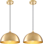Farmhouse Pendant Lighting for Kitchen Island,Black and Gold Dome Pendant Light Fixtures, Industrial Hanging Ceiling Light for Dining Room Foyer Cafe Kitchen Sink,2 Pack - Grand Goldman