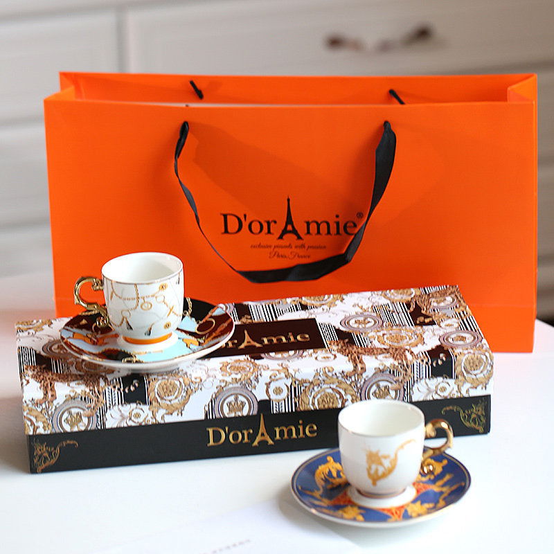 Fashion Small Turkish Coffee Cup And Saucer Tea Set Gift Box - Grand Goldman