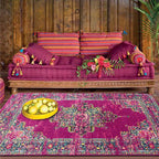 Fashionable Retro Rose Geometry Pattern In Purple Persian Ethnic Style Kitchen Living Room Bedroom Bedside Carpet Floor Mat - Grand Goldman