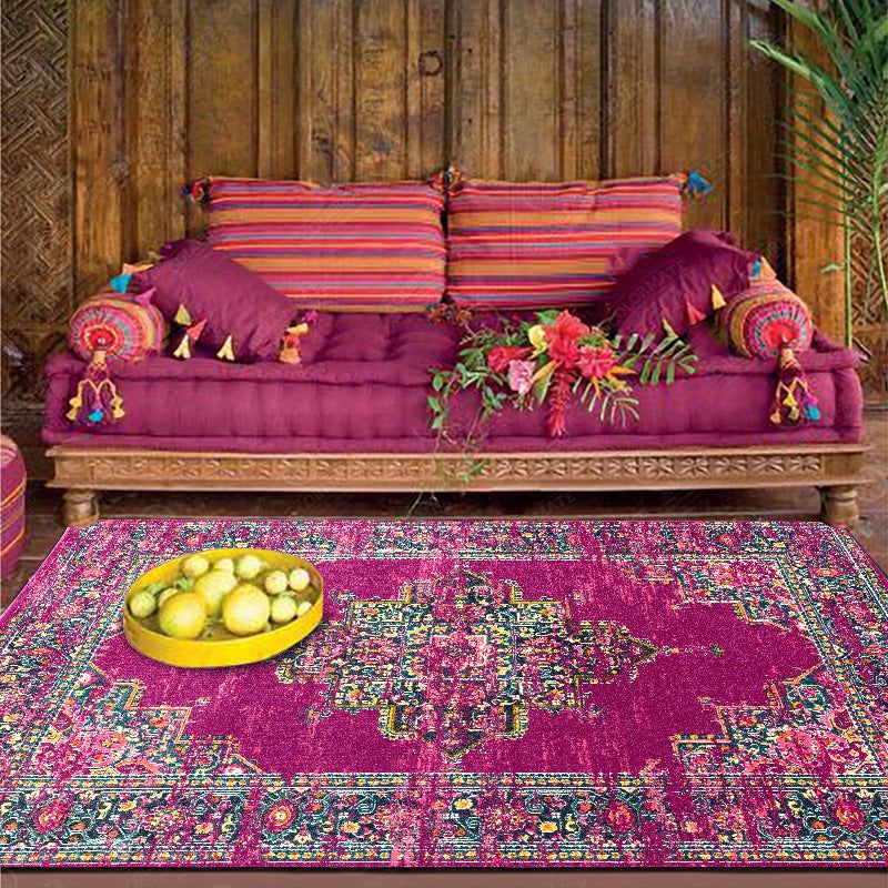 Fashionable Retro Rose Geometry Pattern In Purple Persian Ethnic Style Kitchen Living Room Bedroom Bedside Carpet Floor Mat - Grand Goldman