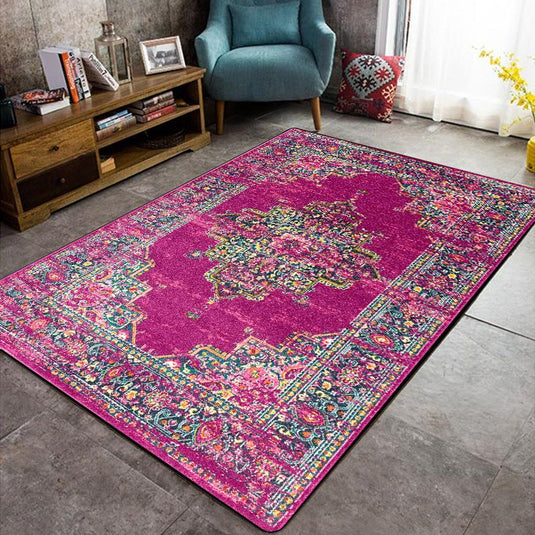 Fashionable Retro Rose Geometry Pattern In Purple Persian Ethnic Style Kitchen Living Room Bedroom Bedside Carpet Floor Mat - Grand Goldman