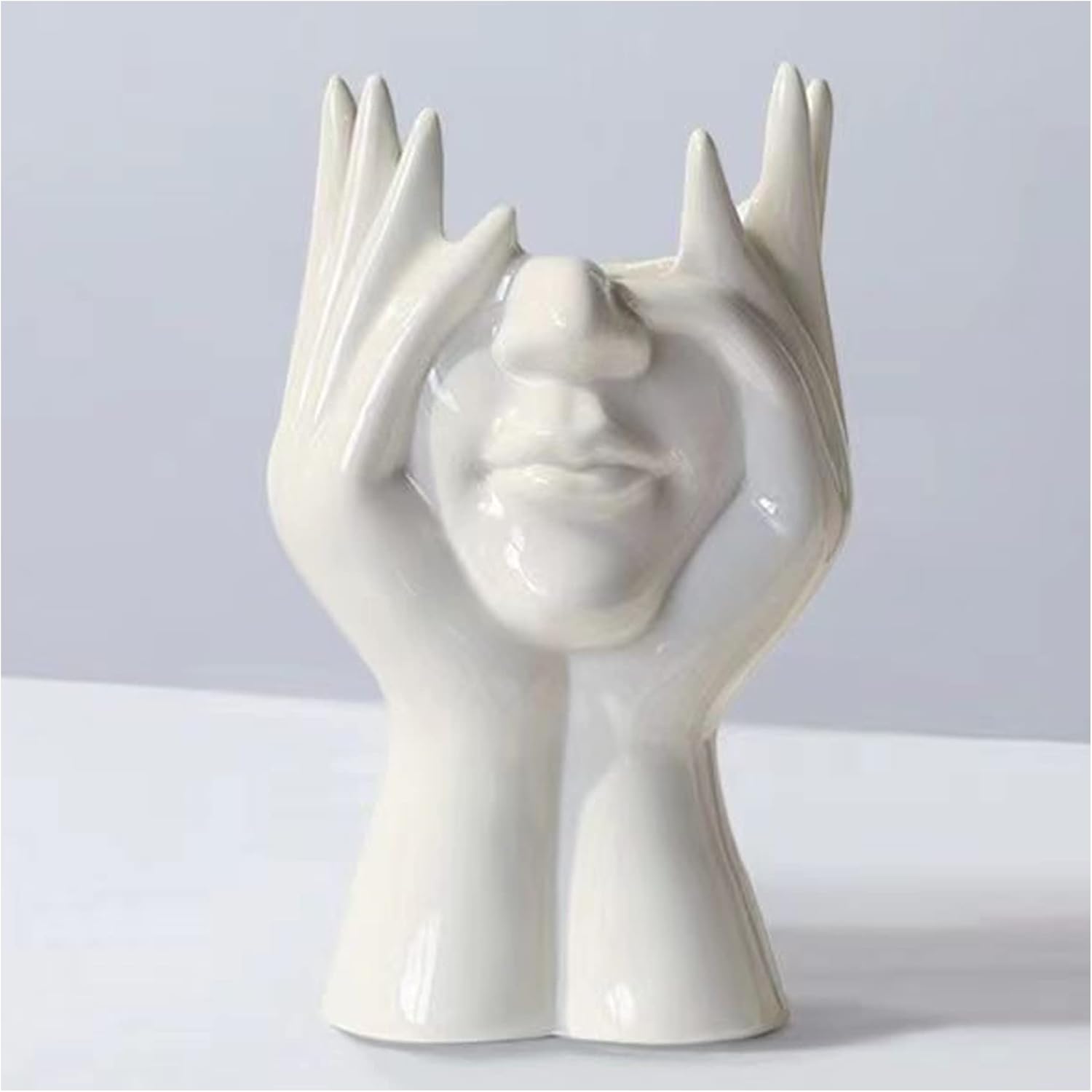 Female Form Ceramic Body Face Art Vase Ideal For Home Office Bookshelf Table Shelf Décor Modern Farmhouse 5.52x2.76x4.73Inch, Small - Grand Goldman