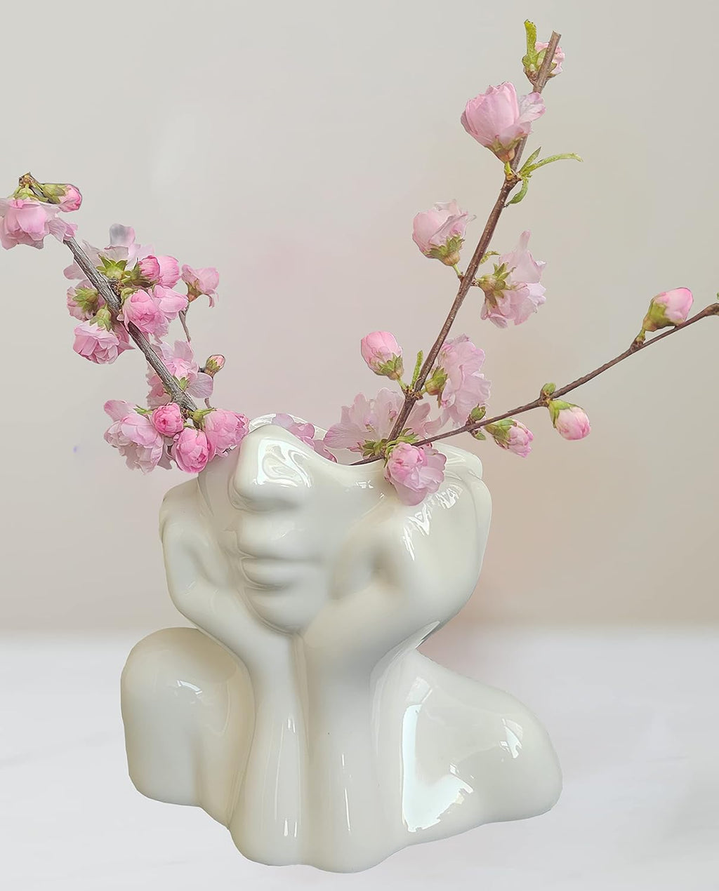 Female Form Ceramic Body Face Art Vase Ideal For Home Office Bookshelf Table Shelf Décor Modern Farmhouse 5.52x2.76x4.73Inch, Small - Grand Goldman