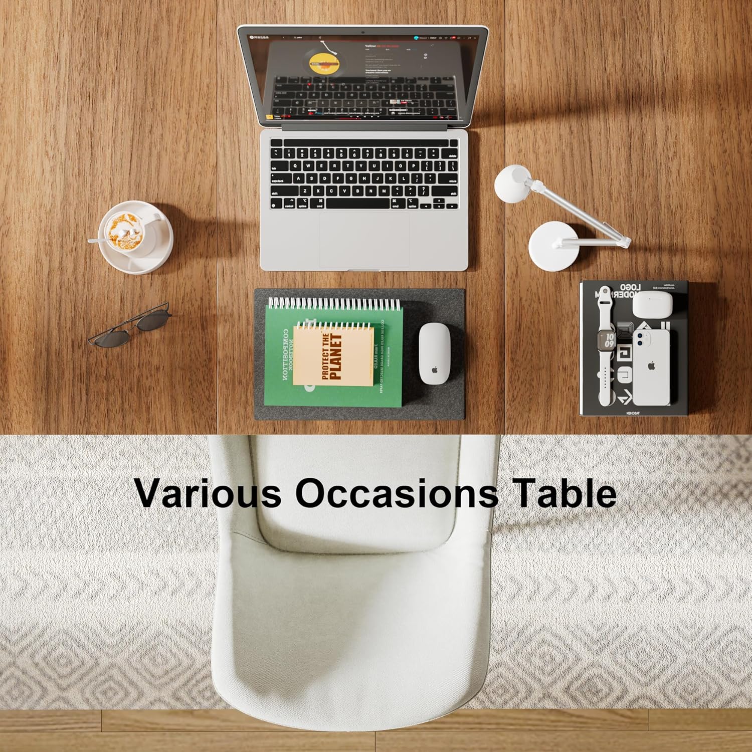 Feonase 63" Extendable Dining Table, Modern Farmhouse Dining Room Table for 4-8, Wooden Kitchen Table for Small Space, Dining Room, Home Office, Living Room Furniture, Walnut - Grand Goldman