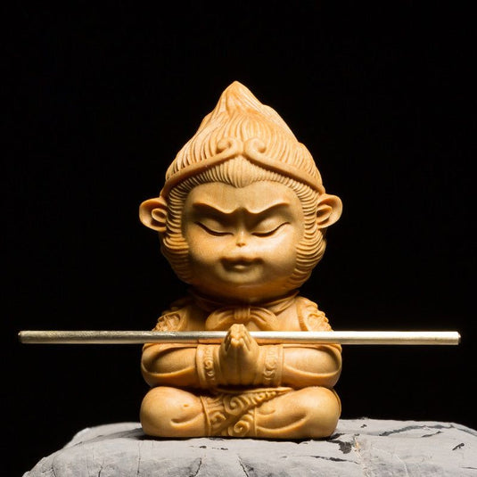 Fight Against The Buddha And Monkey King Creative Wood Carving Crafts - Grand Goldman