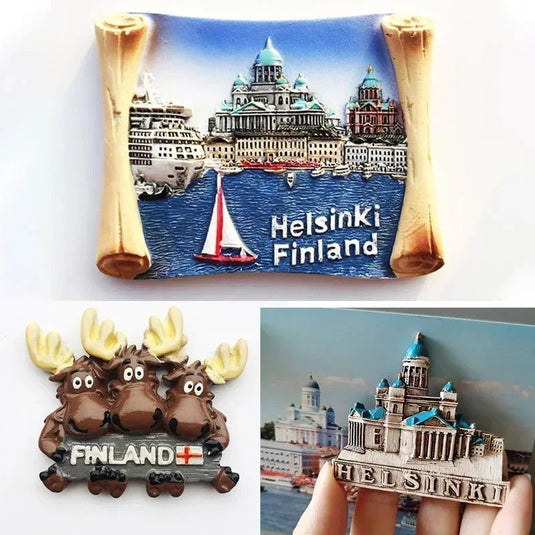 Finland fridge magnets Helsinki Tourism souvenir travel Memorial Decoration Crafts Resin Landscape magnets for refrigerators - Grand Goldman