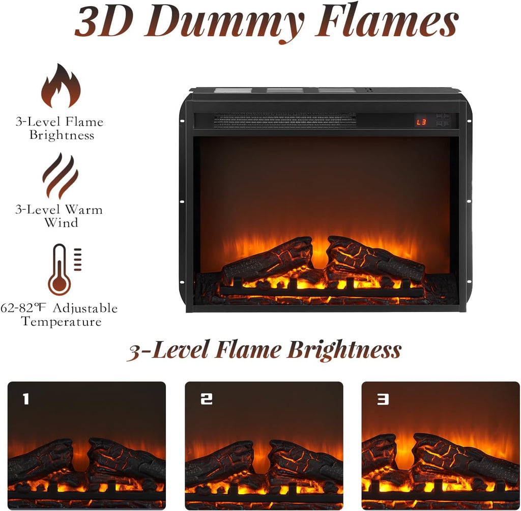 Fireplace TV Stand for Television up to 65", Entertainment Center with Storage Cabinet and Shelves, 23'' Electric Fireplace with Adjustable Warmth for Living Room/Bedroom, White - Grand Goldman