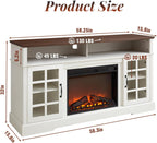 Fireplace TV Stand for Television up to 65", Entertainment Center with Storage Cabinet and Shelves, 23'' Electric Fireplace with Adjustable Warmth for Living Room/Bedroom, White - Grand Goldman