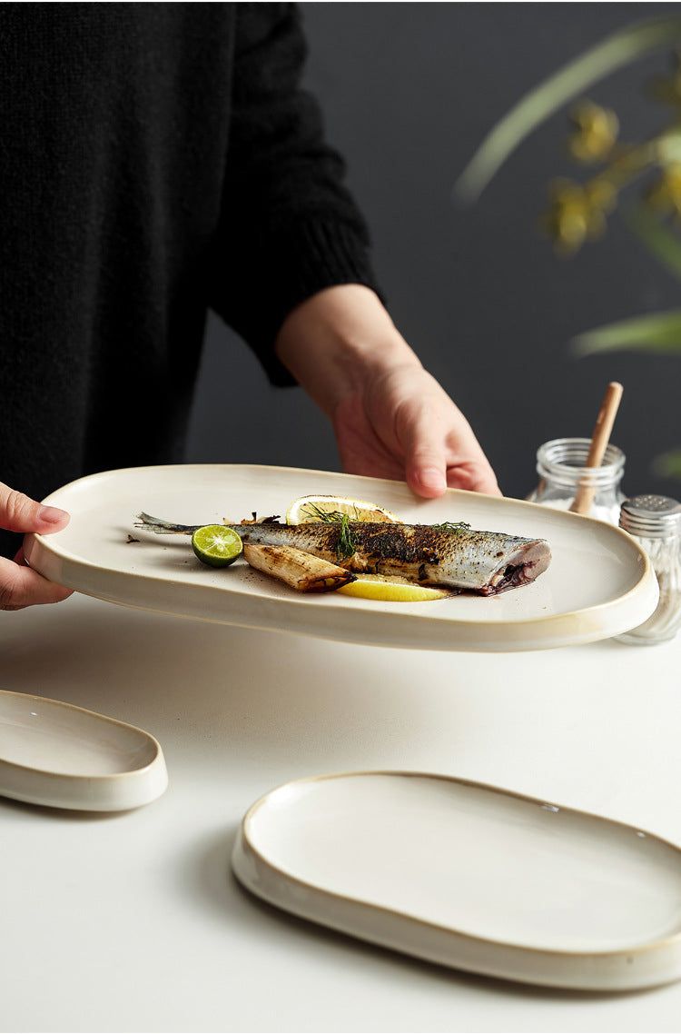 Fish Steaming Plate Household Creative Ceramic Tableware - Grand Goldman