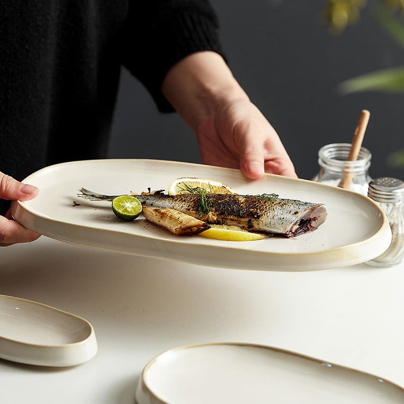 Fish Steaming Plate Household Creative Ceramic Tableware - Grand Goldman