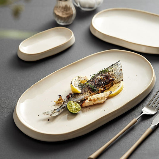 Fish Steaming Plate Household Creative Ceramic Tableware - Grand Goldman