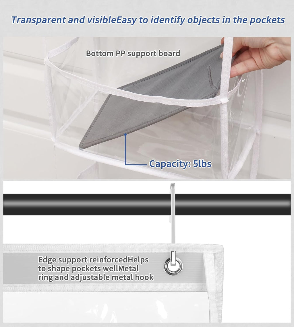 Fixwal 5-Shelf Over The Door Hanging Pantry Organizer, Room Organizer with Clear Plastic Pockets, 25lb Ultra Sturdy & Large Capacity for Closet, Bedroom, Nursery, Bathroom and Sundries - Grand Goldman