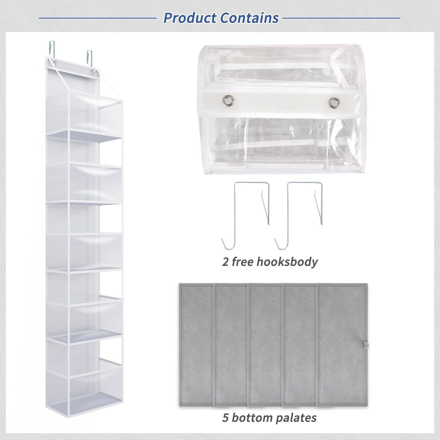 Fixwal 5-Shelf Over The Door Hanging Pantry Organizer, Room Organizer with Clear Plastic Pockets, 25lb Ultra Sturdy & Large Capacity for Closet, Bedroom, Nursery, Bathroom and Sundries - Grand Goldman