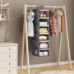 Fixwal 6-Shelf Weekly Clothes Organizer for Kids, Kids Daily Shelf Hanging Closet Organizer with 6 Side Pockets, Days of The Week Hanging Storage Shelves (Dark Grey) - Grand Goldman