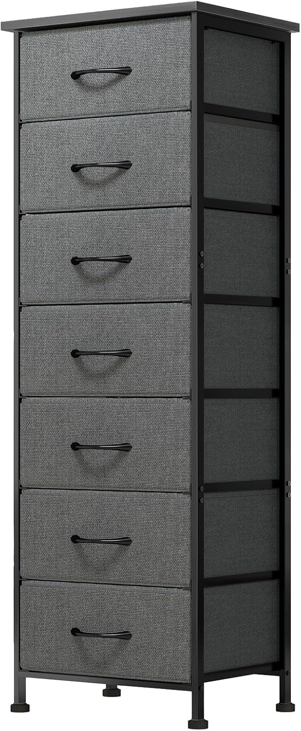 Fixwal White Tall Dresser for Bedroom, Storage Dresser Organizer with 7 Fabric Drawers, Nightstand Furniture in Closet, Entryway, Hallway - Grand Goldman
