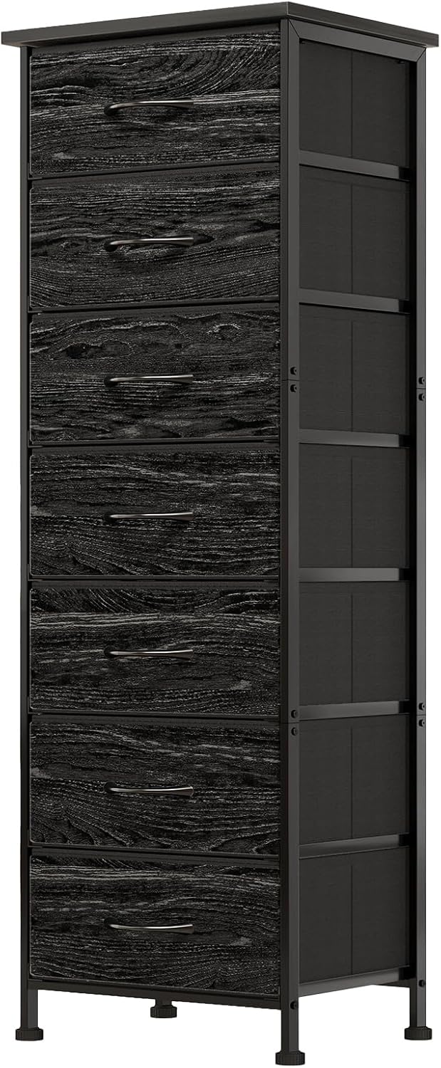 Fixwal White Tall Dresser for Bedroom, Storage Dresser Organizer with 7 Fabric Drawers, Nightstand Furniture in Closet, Entryway, Hallway - Grand Goldman