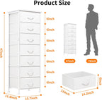 Fixwal White Tall Dresser for Bedroom, Storage Dresser Organizer with 7 Fabric Drawers, Nightstand Furniture in Closet, Entryway, Hallway - Grand Goldman