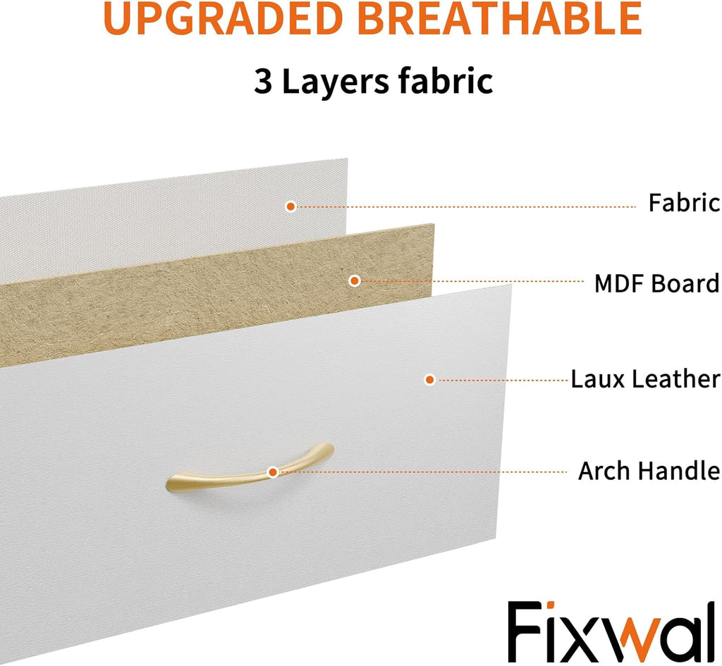 Fixwal White Tall Dresser for Bedroom, Storage Dresser Organizer with 7 Fabric Drawers, Nightstand Furniture in Closet, Entryway, Hallway - Grand Goldman