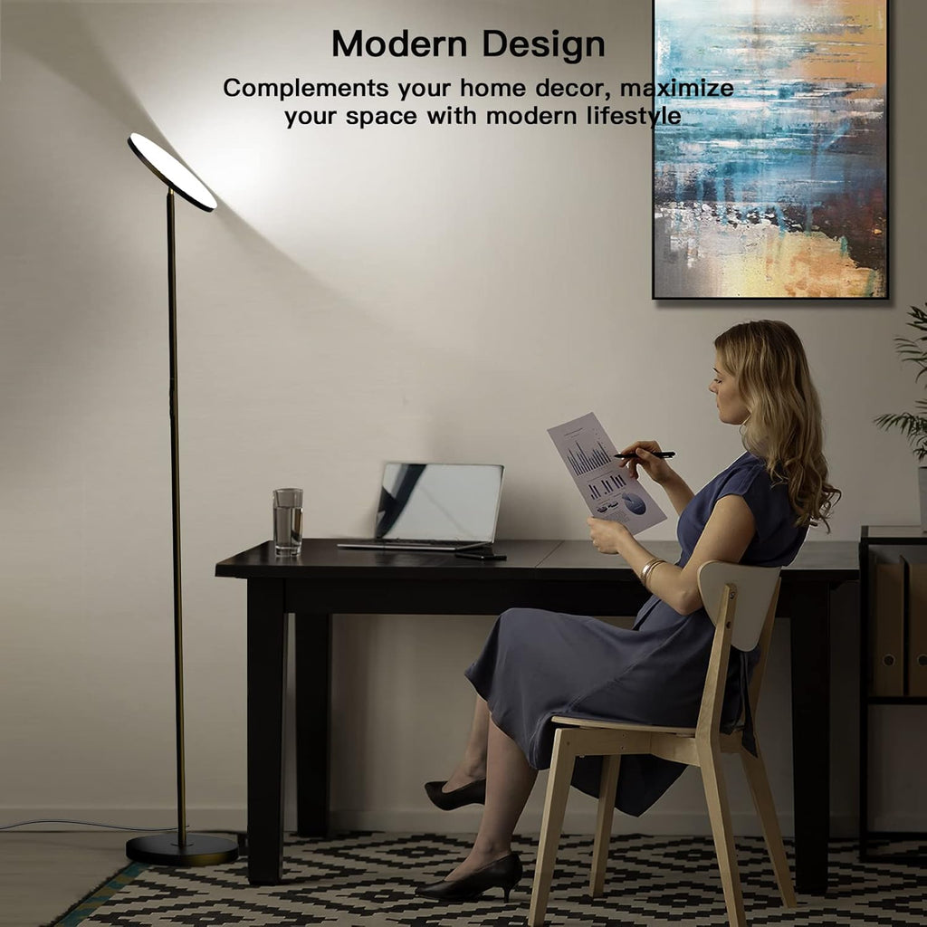 Floor Lamp, 2400LM Super Bright LED Lamps for Living Room 250W Equivalent, Tall Standing Lamp with Remote/Touch Control, Torchiere Bedroom Lamp with 2700K-6500K Stepless Dimmable for Modern Room Decor - Grand Goldman