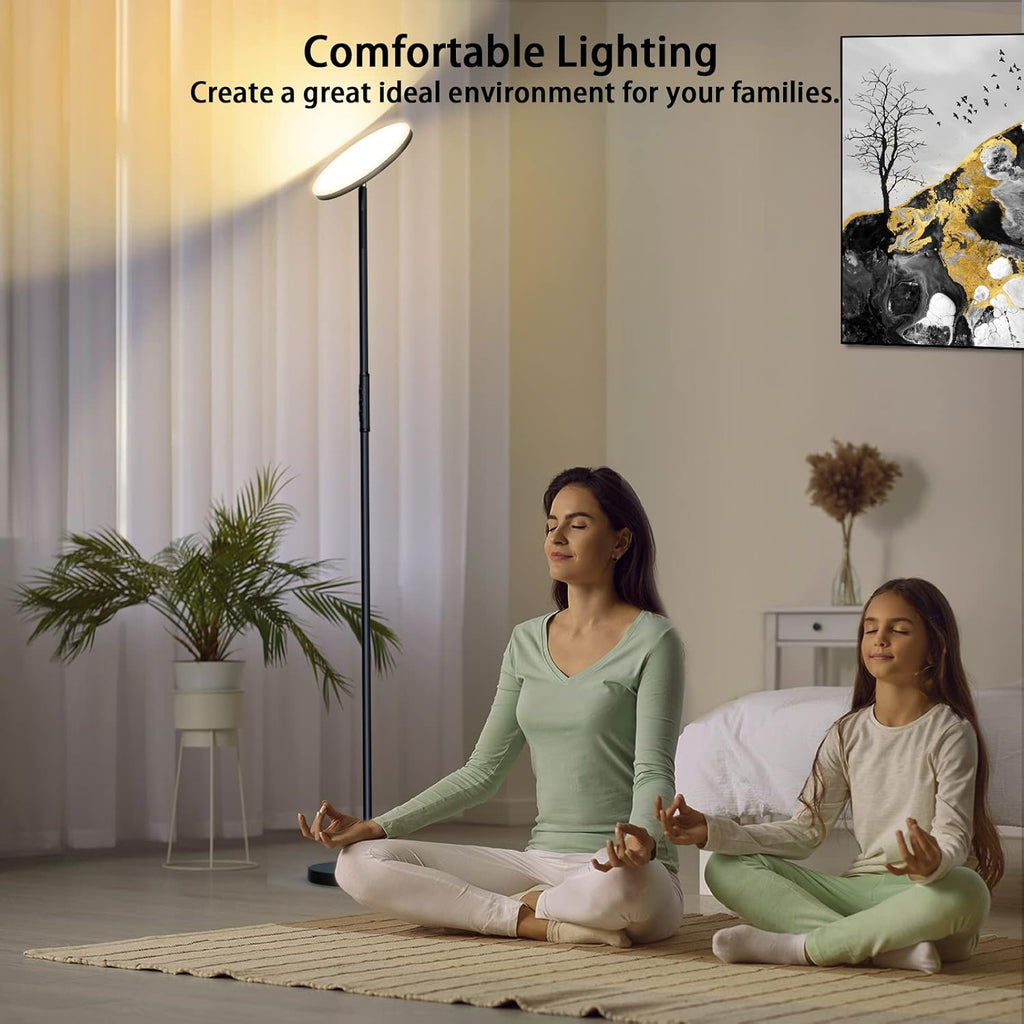 Floor Lamp, 2400LM Super Bright LED Lamps for Living Room 250W Equivalent, Tall Standing Lamp with Remote/Touch Control, Torchiere Bedroom Lamp with 2700K-6500K Stepless Dimmable for Modern Room Decor - Grand Goldman