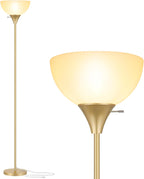 Floor Lamp, LED Standing Lamps with White Plastic Shade, Black Modern Torchiere Floor Lamp, Tall Lamps for Living Room Dorm, Bulb not Included - Grand Goldman