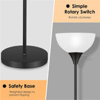 Floor Lamp, LED Standing Lamps with White Plastic Shade, Black Modern Torchiere Floor Lamp, Tall Lamps for Living Room Dorm, Bulb not Included - Grand Goldman