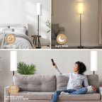 Floor Lamp for Living Room Bedroom,Modern LED Floor Lamp with Remote Control and Stepless Dimmable Colors Temperature & Brightness,Standing Lamps Tall Lamp, 9W Bulb Included(White) - Grand Goldman