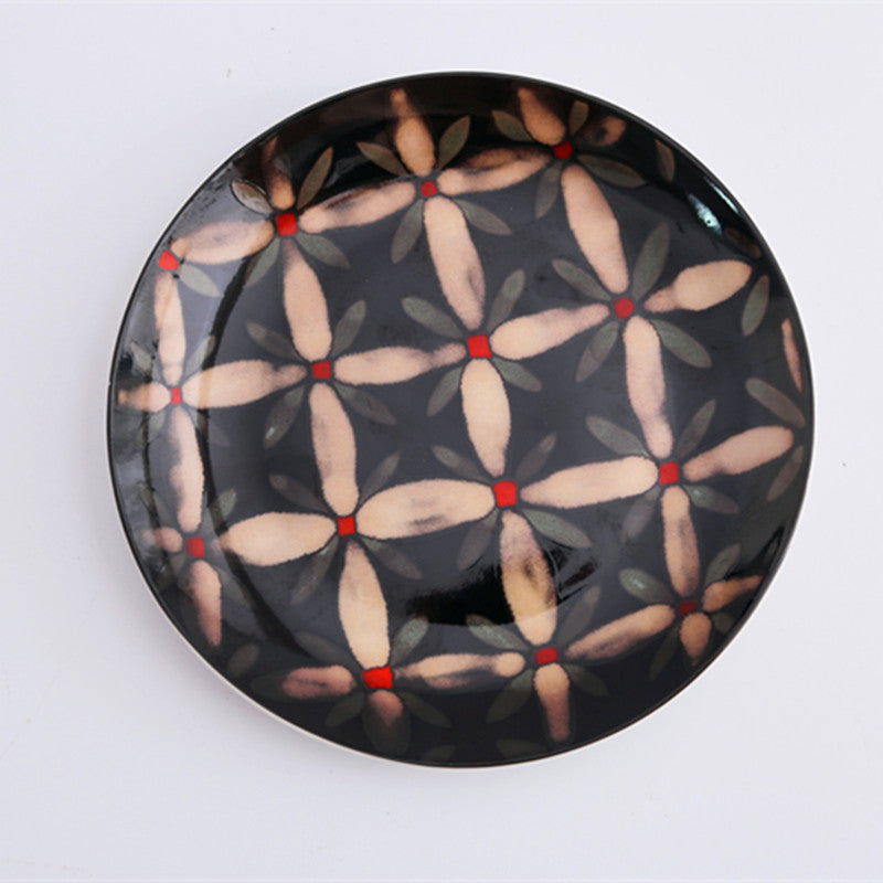 Floral round ceramic dinner plate - Grand Goldman