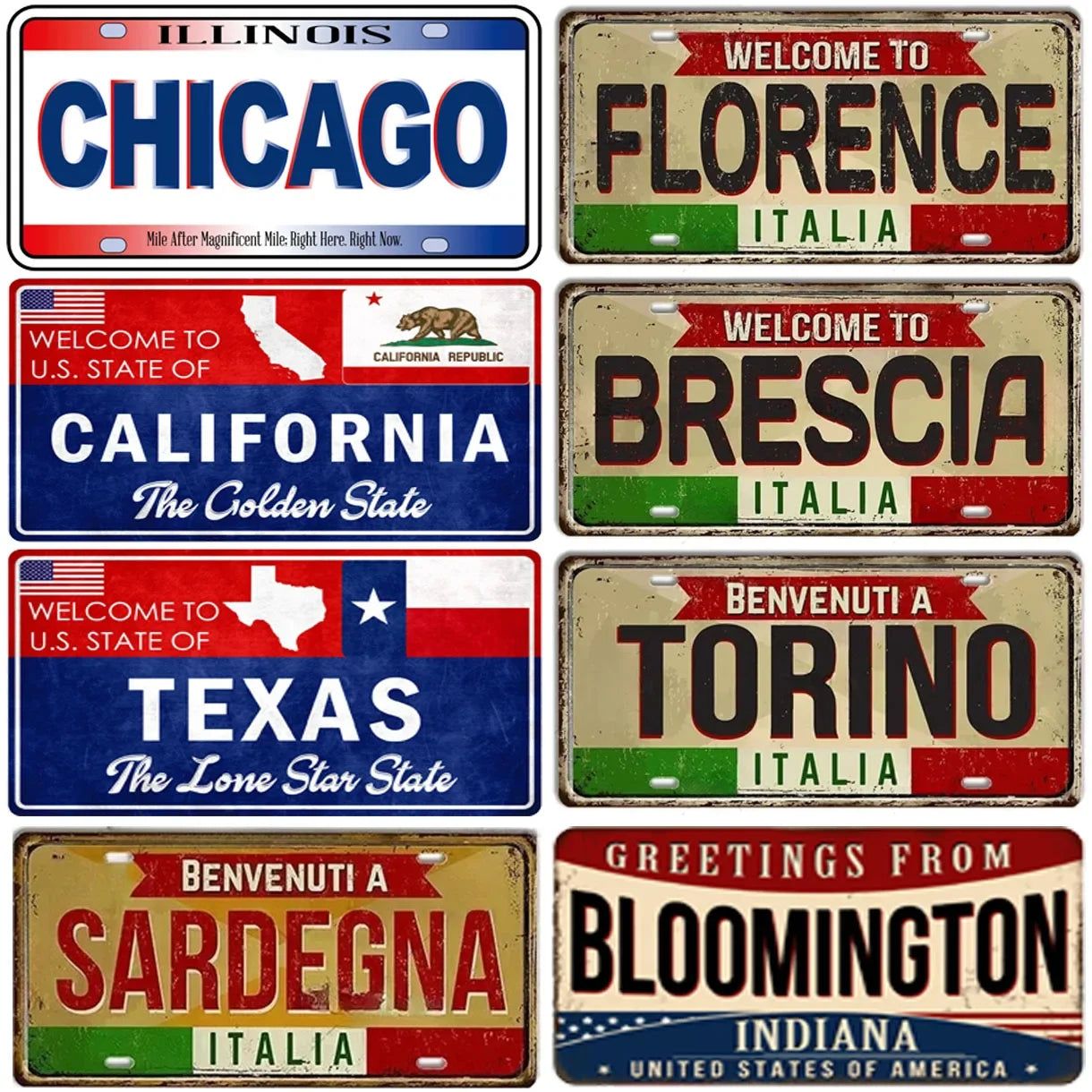 Florence Plate Metal Tin Signs for Wall Art Decoration Vintage Tags Metal Automotive Signs For Man Cave Cafe Bar Club Garage Pub - Grand Goldman