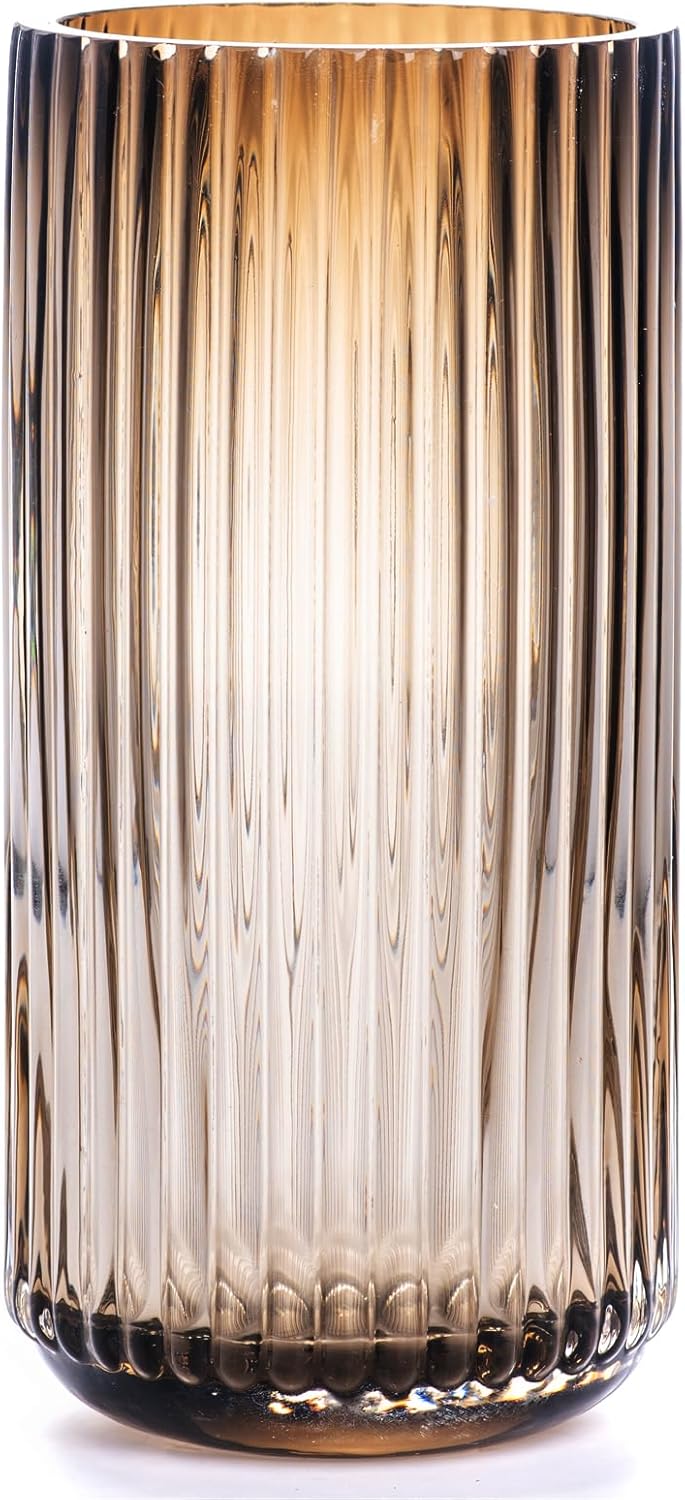 Flower Vase 7.5 inch Green Thickened Glass Vase for Bookshelf,Dinner Table,Indoor Office Desktop,Meeting Room,Bathroom,Countertop,Home Christmas Day Decoration - Grand Goldman