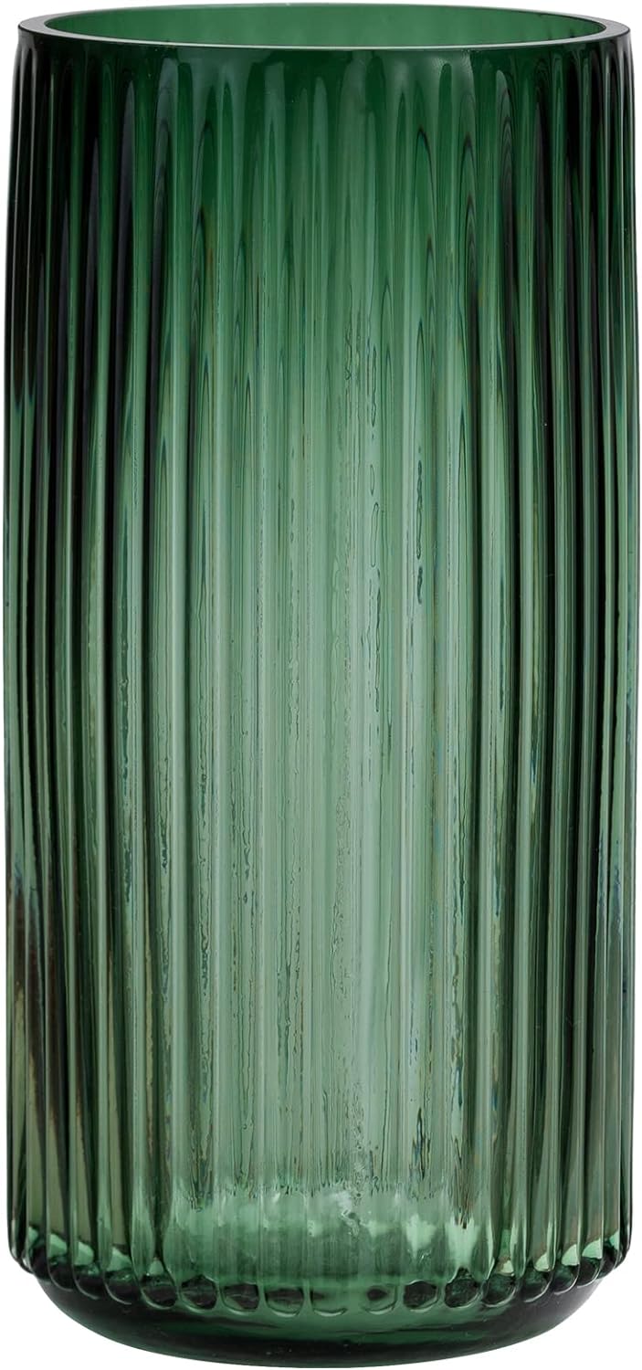 Flower Vase 7.5 inch Green Thickened Glass Vase for Bookshelf,Dinner Table,Indoor Office Desktop,Meeting Room,Bathroom,Countertop,Home Christmas Day Decoration - Grand Goldman