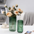 Flower Vase 7.5 inch Green Thickened Glass Vase for Bookshelf,Dinner Table,Indoor Office Desktop,Meeting Room,Bathroom,Countertop,Home Christmas Day Decoration - Grand Goldman