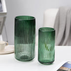 Flower Vase 7.5 inch Green Thickened Glass Vase for Bookshelf,Dinner Table,Indoor Office Desktop,Meeting Room,Bathroom,Countertop,Home Christmas Day Decoration - Grand Goldman