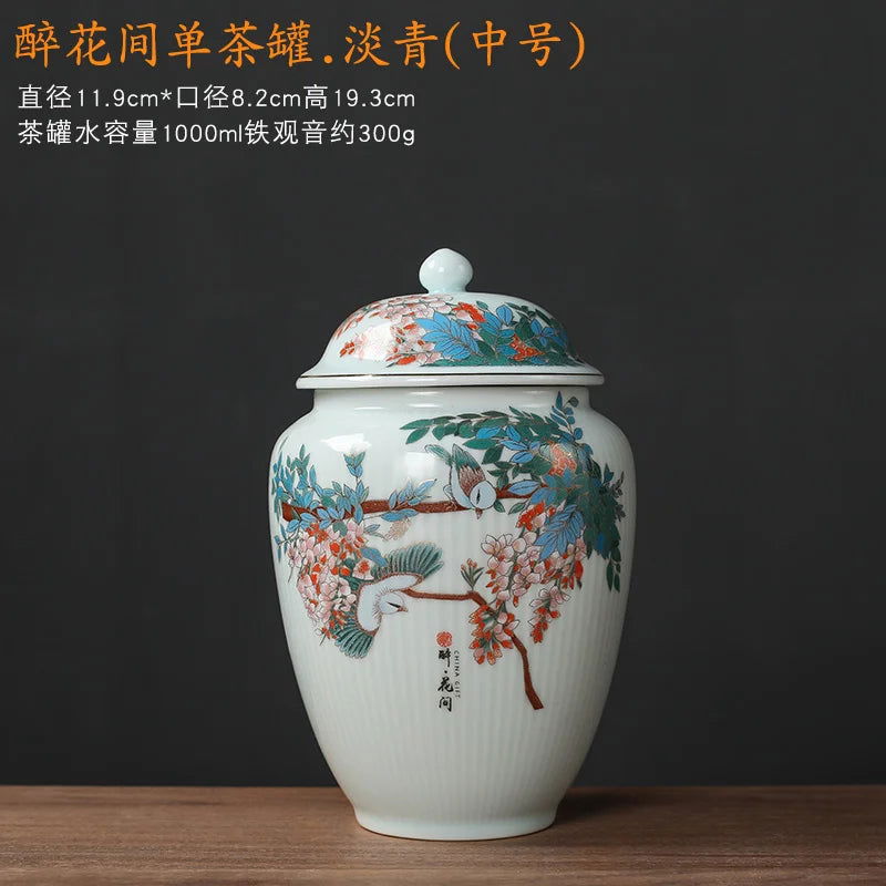 Flower and Bird Tea Pot Ceramic Decoration Candy Jewelry Food Storage Tank Exquisite Flower Arrangement Vase Home Storage Tank - Grand Goldman